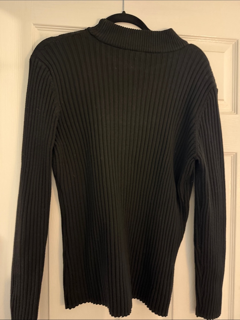 bebe Black Ribbed Long Sleeve Mock-Neck Top with Crystal Logo - Picture 3 of 3